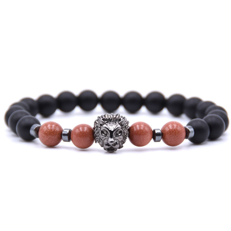 Lion Head Natural Weathering Agate Volcanic Stone Beads Bracelet Man Fashion Women Fashion Gift For Women Fashion Bracelets