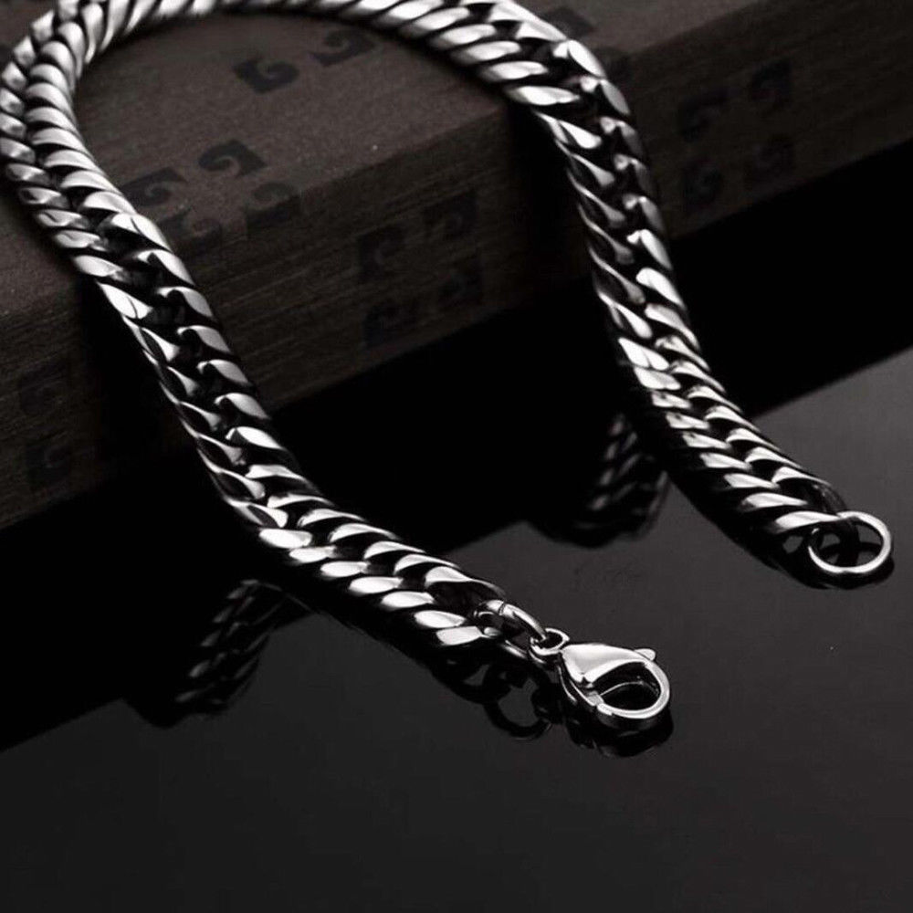 Fashion Silver Stainless Steel Chain Link Bracelet Wristband Bangle Jewelry Men