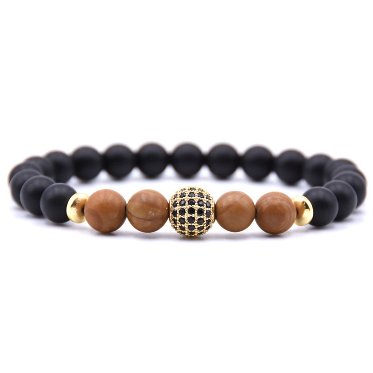Matte Black Stone Women Bracelet with Color Semi Precious Stone Beads Bangle
