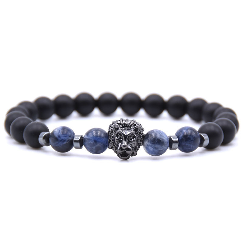 Lion Head Natural Weathering Agate Volcanic Stone Beads Bracelet Man Fashion Women Fashion Gift For Women Fashion Bracelets