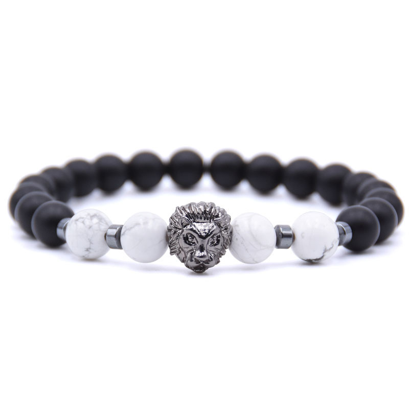 Lion Head Natural Weathering Agate Volcanic Stone Beads Bracelet Man Fashion Women Fashion Gift For Women Fashion Bracelets