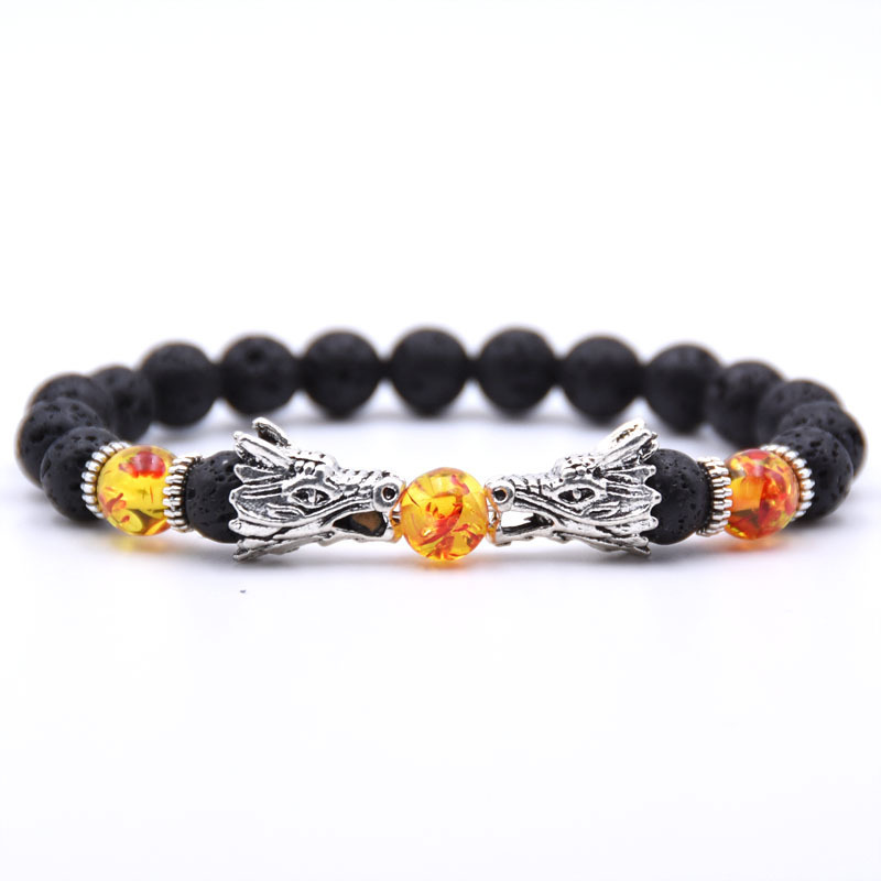 Lion Head Alloy 8MM Lava Stone Bracelet Man Fashion Women Fashion Gift For Women Fashion Bracelets