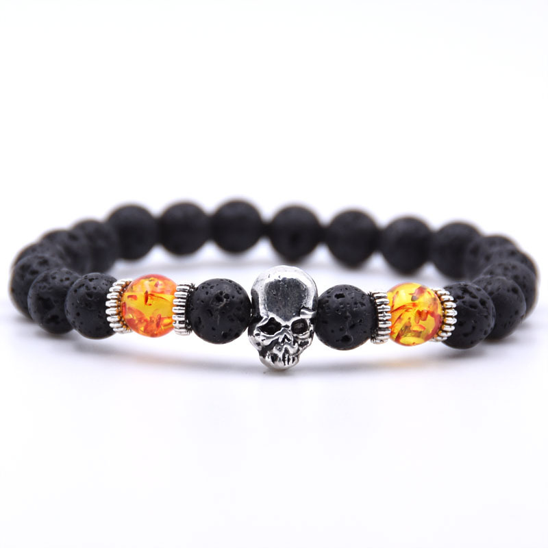 Lion Head Alloy 8MM Lava Stone Bracelet Man Fashion Women Fashion Gift For Women Fashion Bracelets