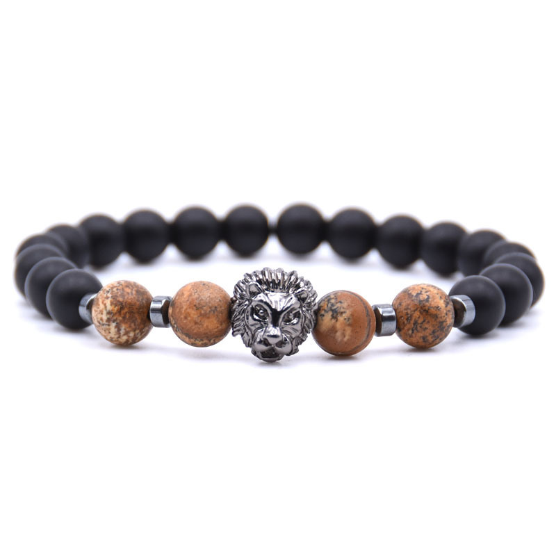 Lion Head Natural Weathering Agate Volcanic Stone Beads Bracelet Man Fashion Women Fashion Gift For Women Fashion Bracelets