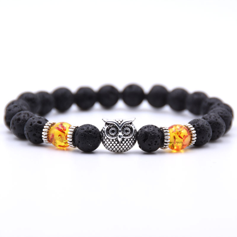 Lion Head Alloy 8MM Lava Stone Bracelet Man Fashion Women Fashion Gift For Women Fashion Bracelets