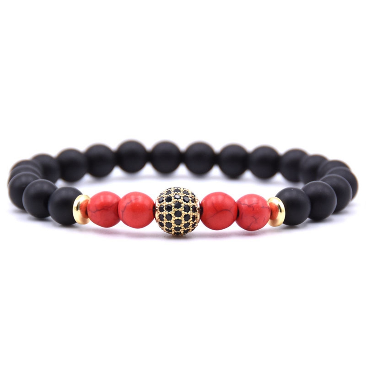 Matte Black Stone Women Bracelet with Color Semi Precious Stone Beads Bangle