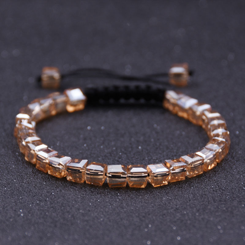 Charm Men Natural Yellow Crystal Hexagonal Bead Bracelet Macrame Bangle Gift