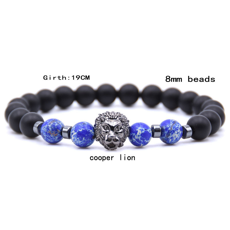Lion Head Natural Weathering Agate Volcanic Stone Beads Bracelet Man Fashion Women Fashion Gift For Women Fashion Bracelets