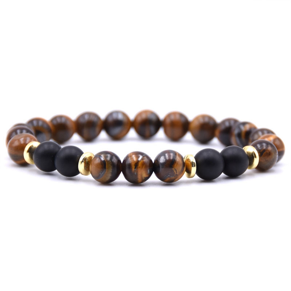 Spectrolite 8MM Charms Stone Bracelet With 4pcs Matte Black Stone Man Fashion Women Fashion Gift For Women Fashion Bracelets
