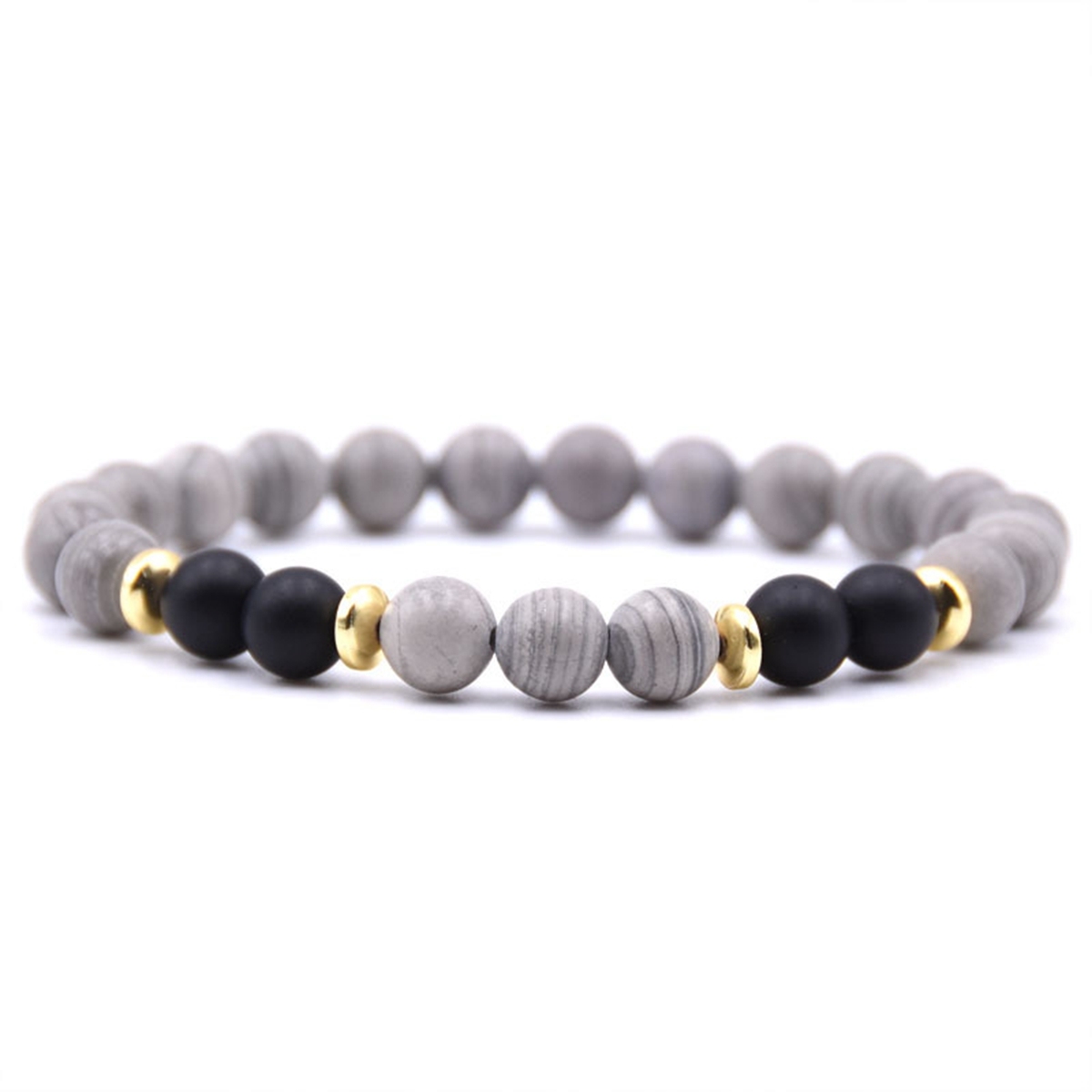 Spectrolite 8MM Charms Stone Bracelet With 4pcs Matte Black Stone Man Fashion Women Fashion Gift For Women Fashion Bracelets