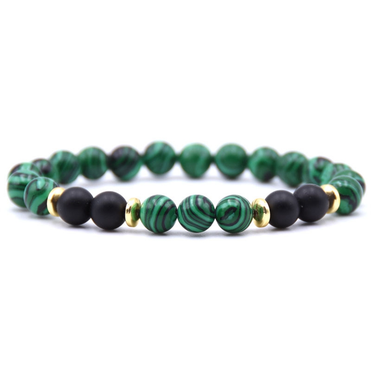 Spectrolite 8MM Charms Stone Bracelet With 4pcs Matte Black Stone Man Fashion Women Fashion Gift For Women Fashion Bracelets