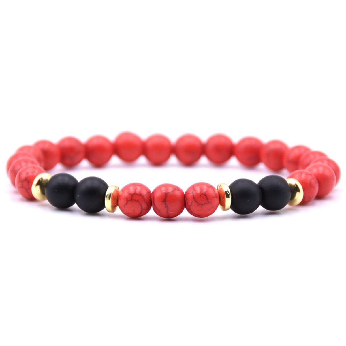 Spectrolite 8MM Charms Stone Bracelet With 4pcs Matte Black Stone Man Fashion Women Fashion Gift For Women Fashion Bracelets