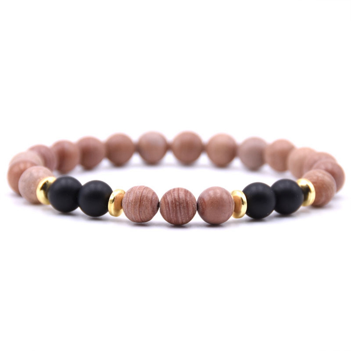 Spectrolite 8MM Charms Stone Bracelet With 4pcs Matte Black Stone Man Fashion Women Fashion Gift For Women Fashion Bracelets