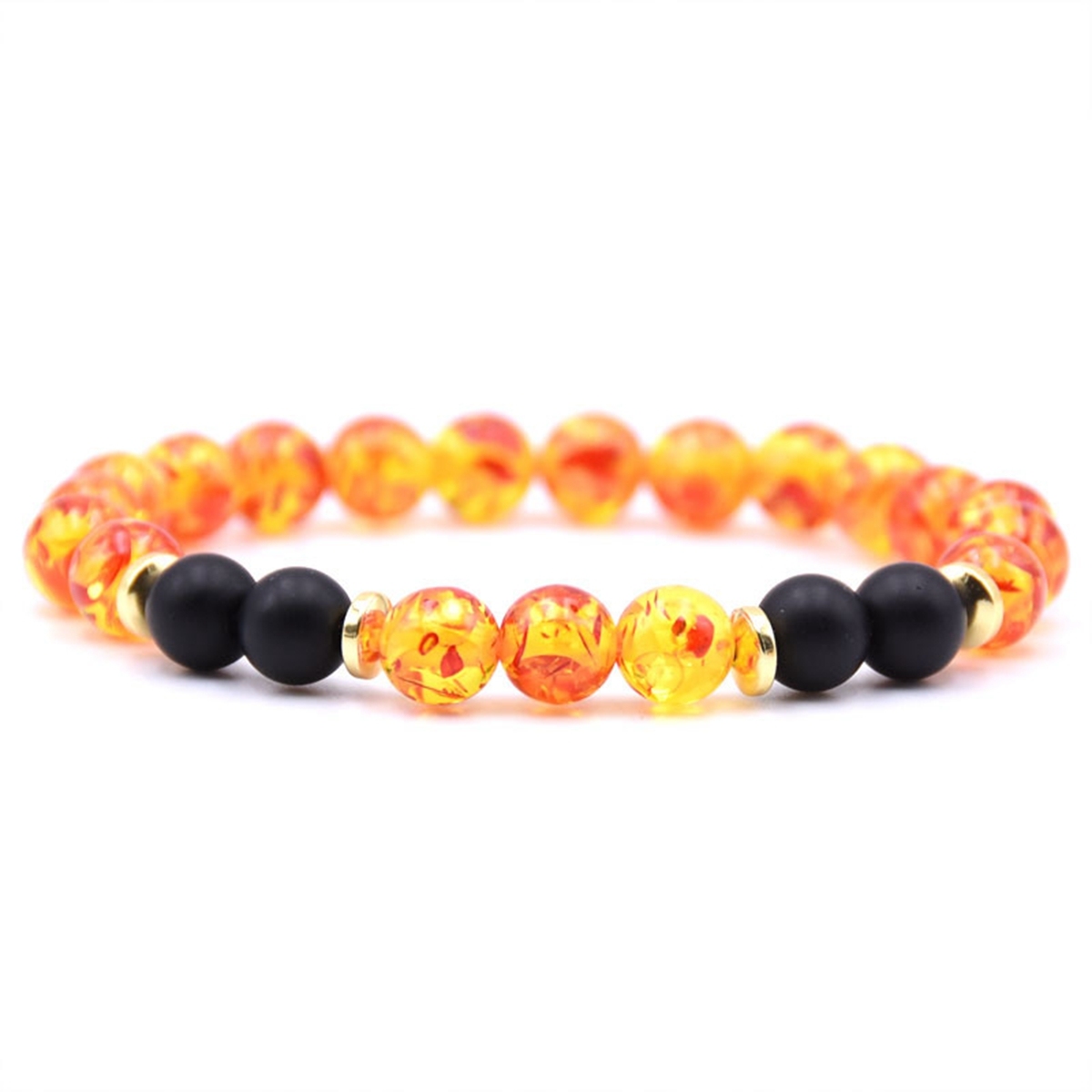 Spectrolite 8MM Charms Stone Bracelet With 4pcs Matte Black Stone Man Fashion Women Fashion Gift For Women Fashion Bracelets