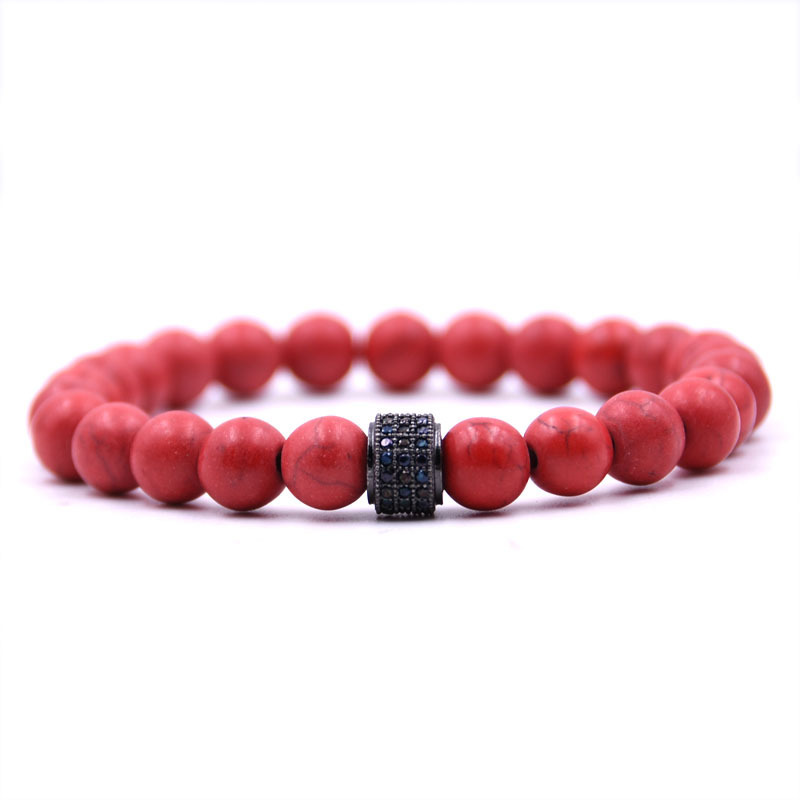 Men's Jewelry Natural Onyx Beads Charm Men Pave Setting CZ Hexagon Bracelets