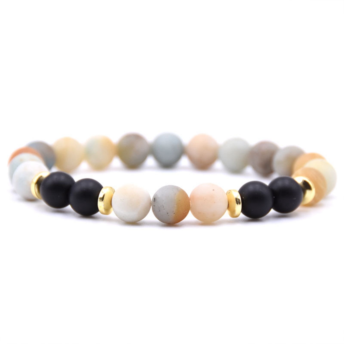 Spectrolite 8MM Charms Stone Bracelet With 4pcs Matte Black Stone Man Fashion Women Fashion Gift For Women Fashion Bracelets