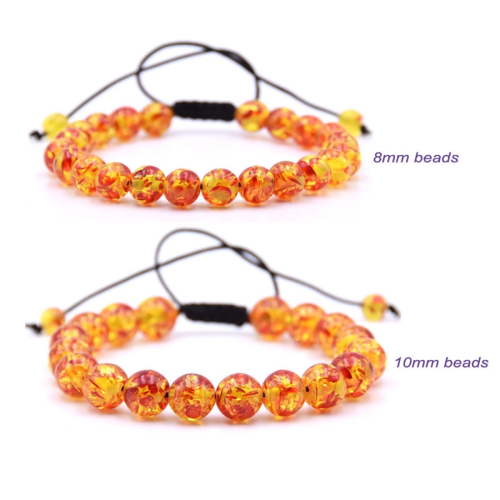 Fashion Artificial Amber Stone Beads Braided Macrame Adjustable Bracelets Unisex