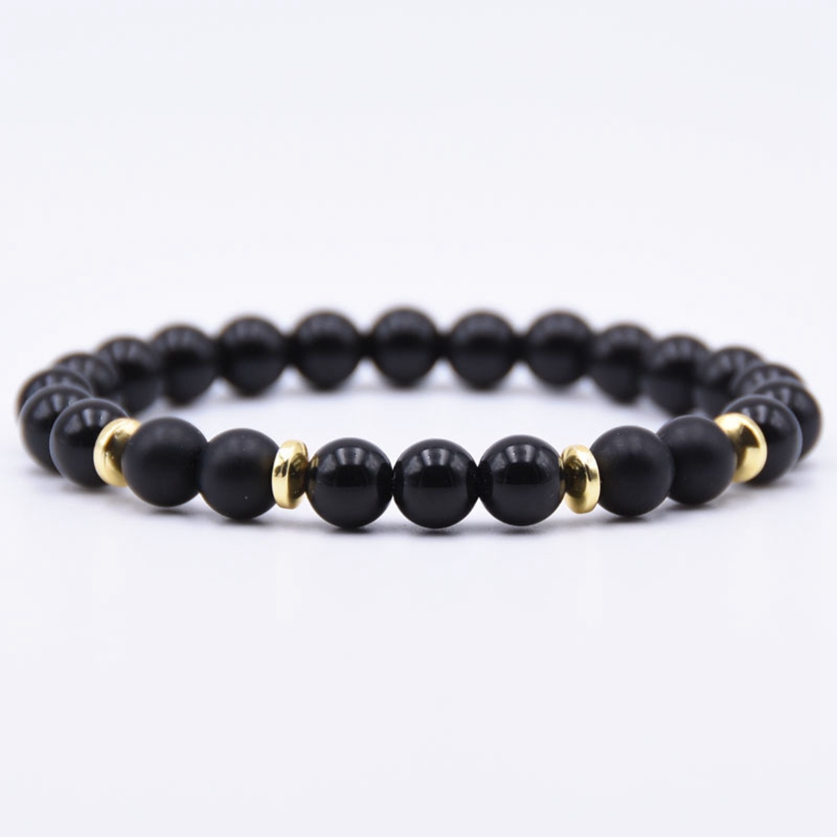 Spectrolite 8MM Charms Stone Bracelet With 4pcs Matte Black Stone Man Fashion Women Fashion Gift For Women Fashion Bracelets