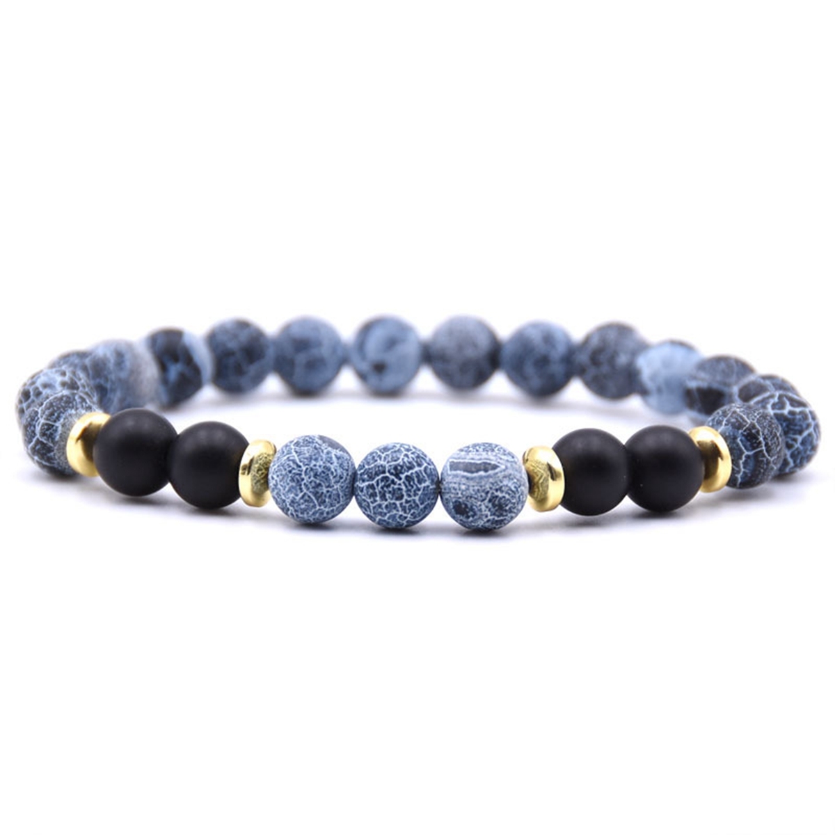 Spectrolite 8MM Charms Stone Bracelet With 4pcs Matte Black Stone Man Fashion Women Fashion Gift For Women Fashion Bracelets