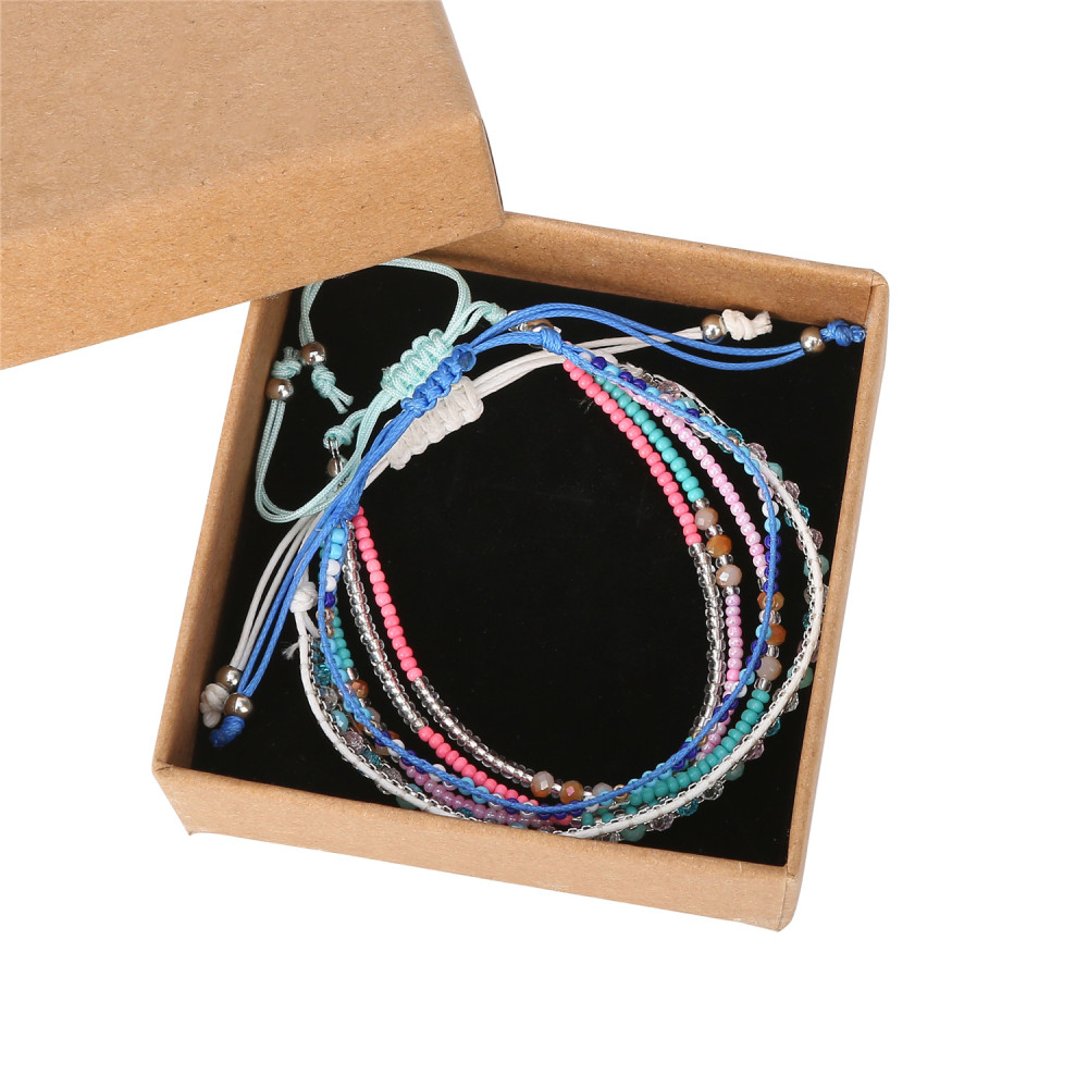 3pcs/set Multilayer Women Adjustable Bangle Double Wrap Leather Charm Bracelets
