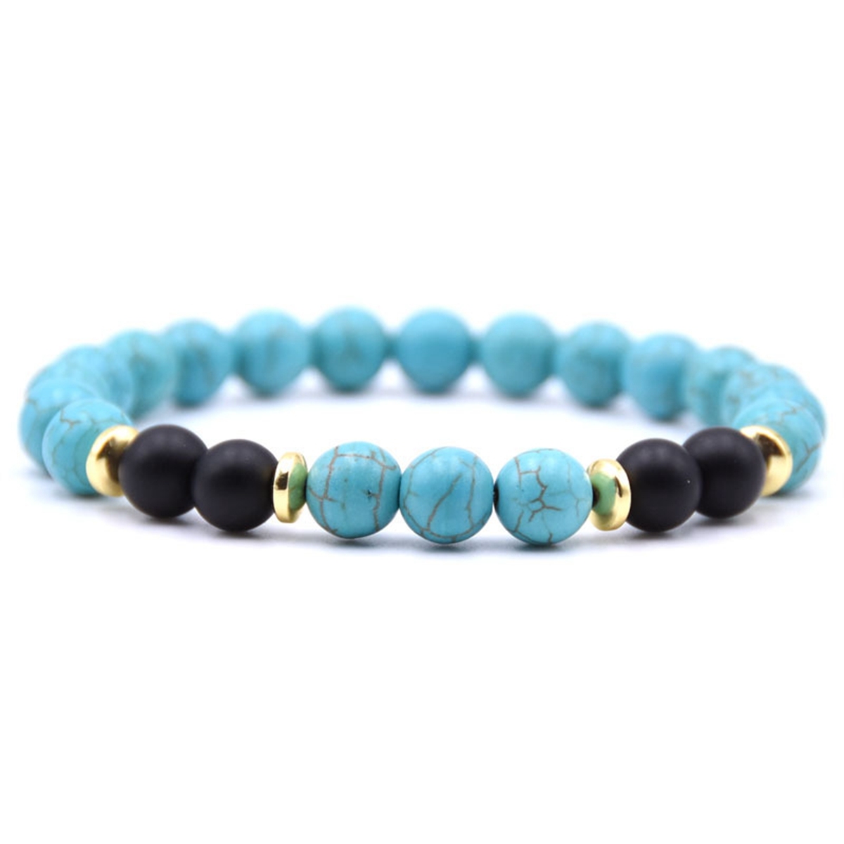 Spectrolite 8MM Charms Stone Bracelet With 4pcs Matte Black Stone Man Fashion Women Fashion Gift For Women Fashion Bracelets