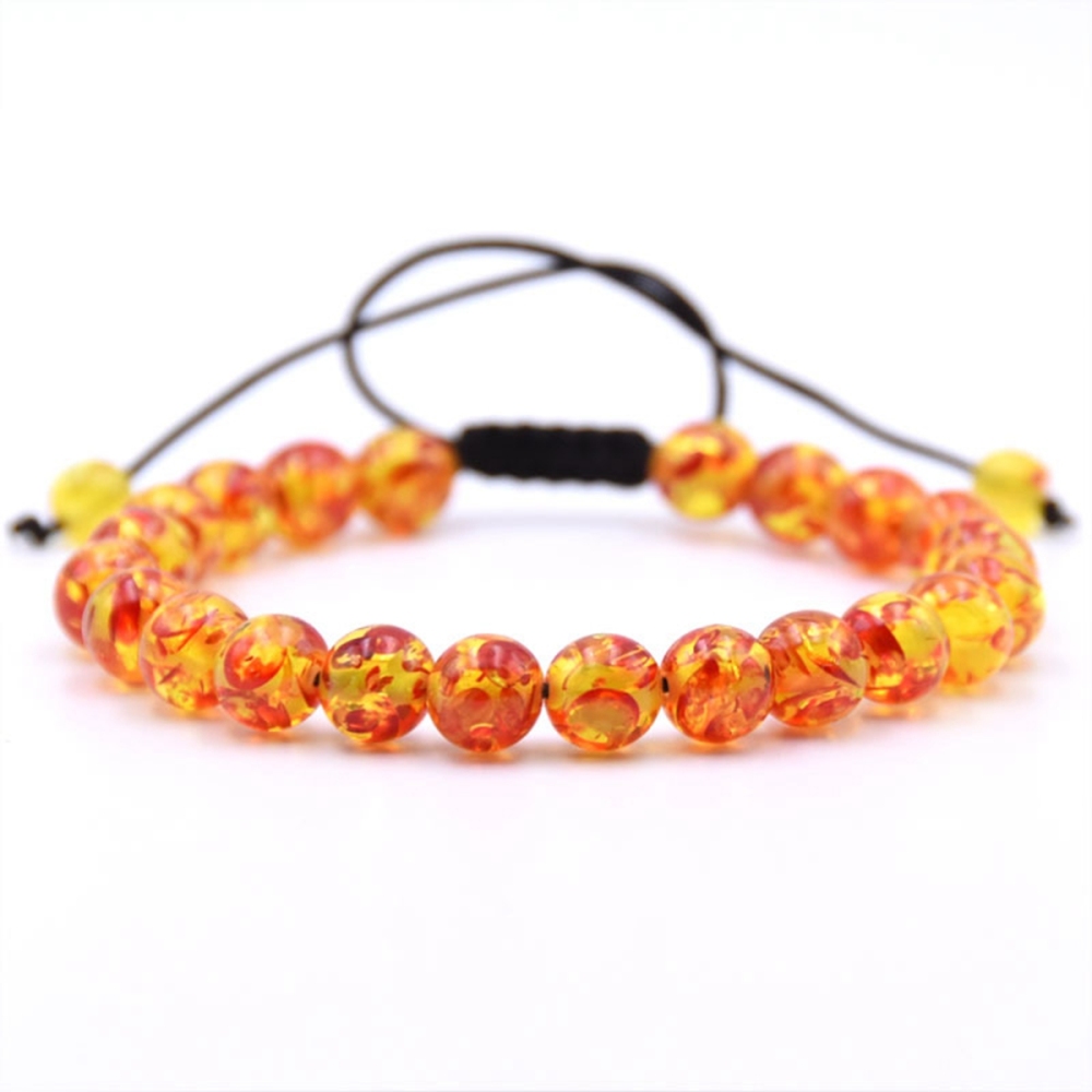 Fashion Artificial Amber Stone Beads Braided Macrame Adjustable Bracelets Unisex