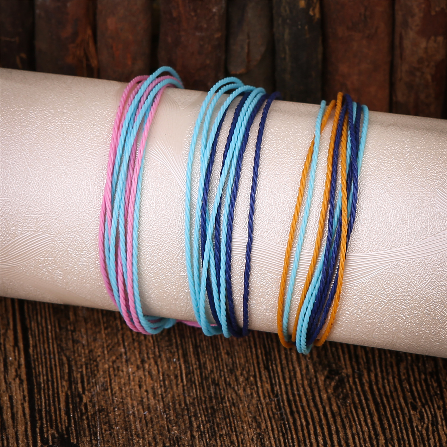 Colorful Multilayer Leather Interlaced Cuff  Wristband Charm Bracelet For Woman