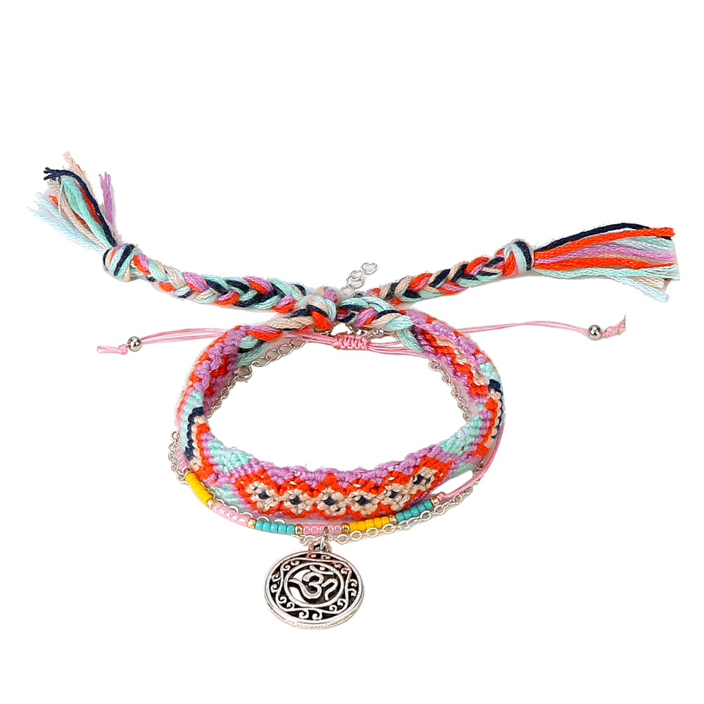 3pcs/set Multilayer Leather Adjustable Bracelet Woman Girl Beauty Charm Bracelet