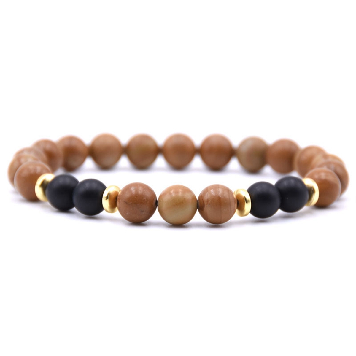 Spectrolite 8MM Charms Stone Bracelet With 4pcs Matte Black Stone Man Fashion Women Fashion Gift For Women Fashion Bracelets