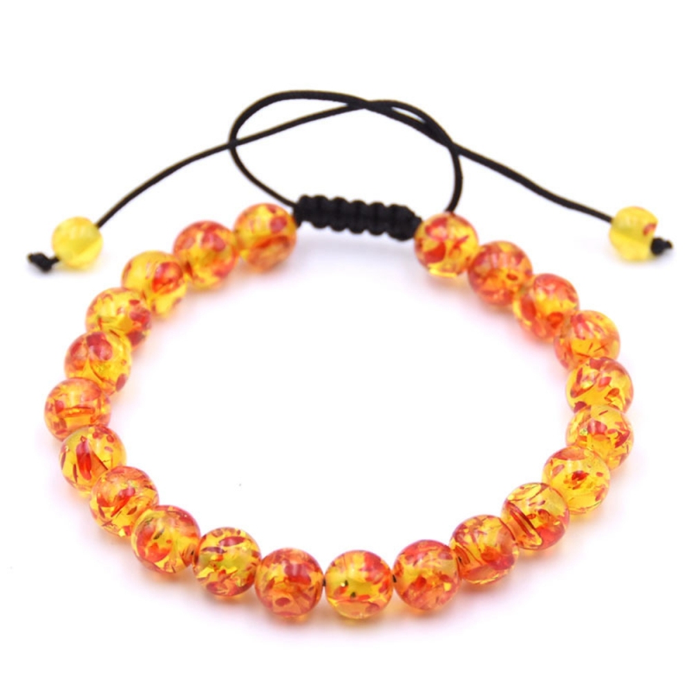 Fashion Artificial Amber Stone Beads Braided Macrame Adjustable Bracelets Unisex