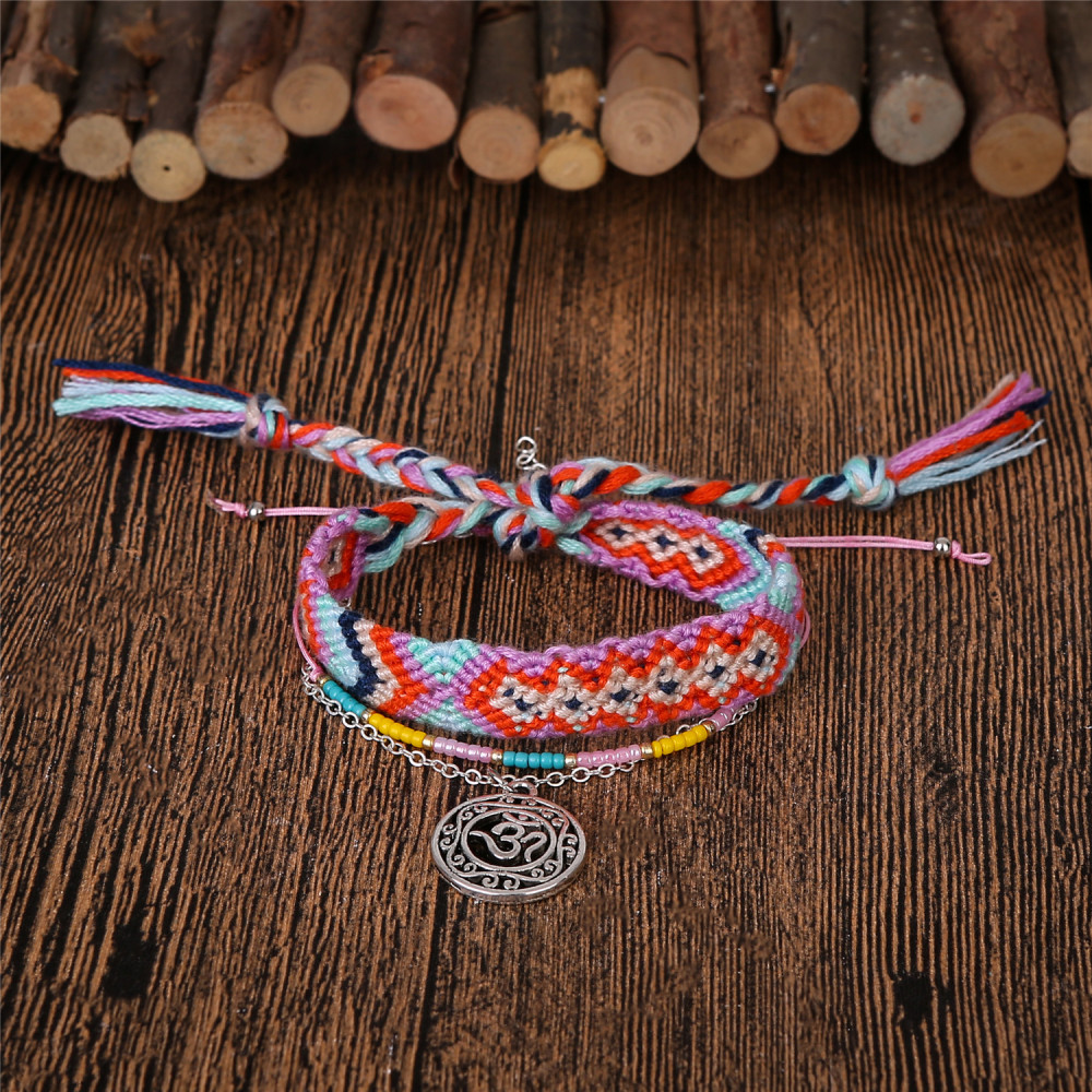 3pcs/set Multilayer Leather Adjustable Bracelet Woman Girl Beauty Charm Bracelet
