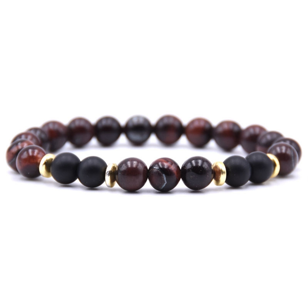 Spectrolite 8MM Charms Stone Bracelet With 4pcs Matte Black Stone Man Fashion Women Fashion Gift For Women Fashion Bracelets
