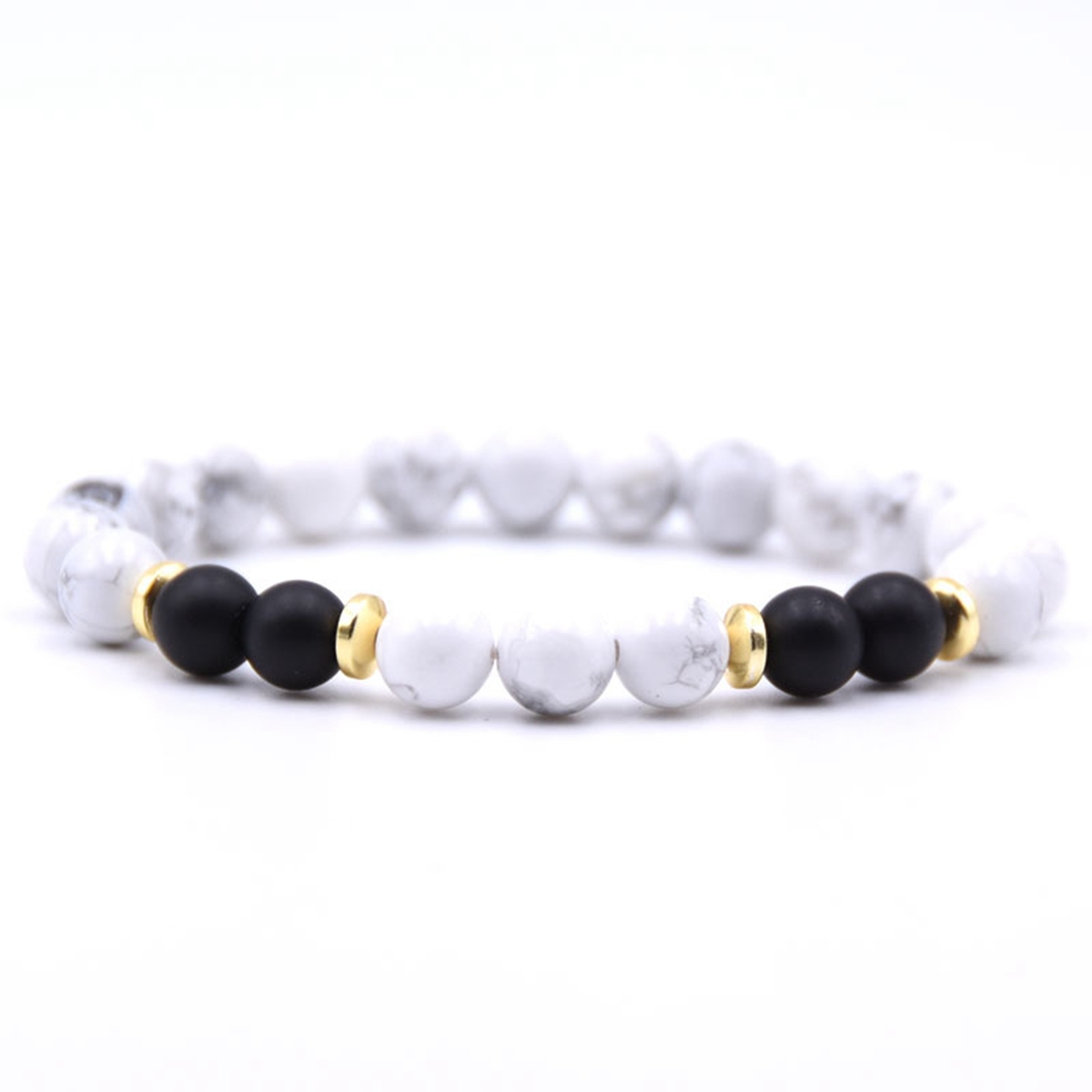Spectrolite 8MM Charms Stone Bracelet With 4pcs Matte Black Stone Man Fashion Women Fashion Gift For Women Fashion Bracelets