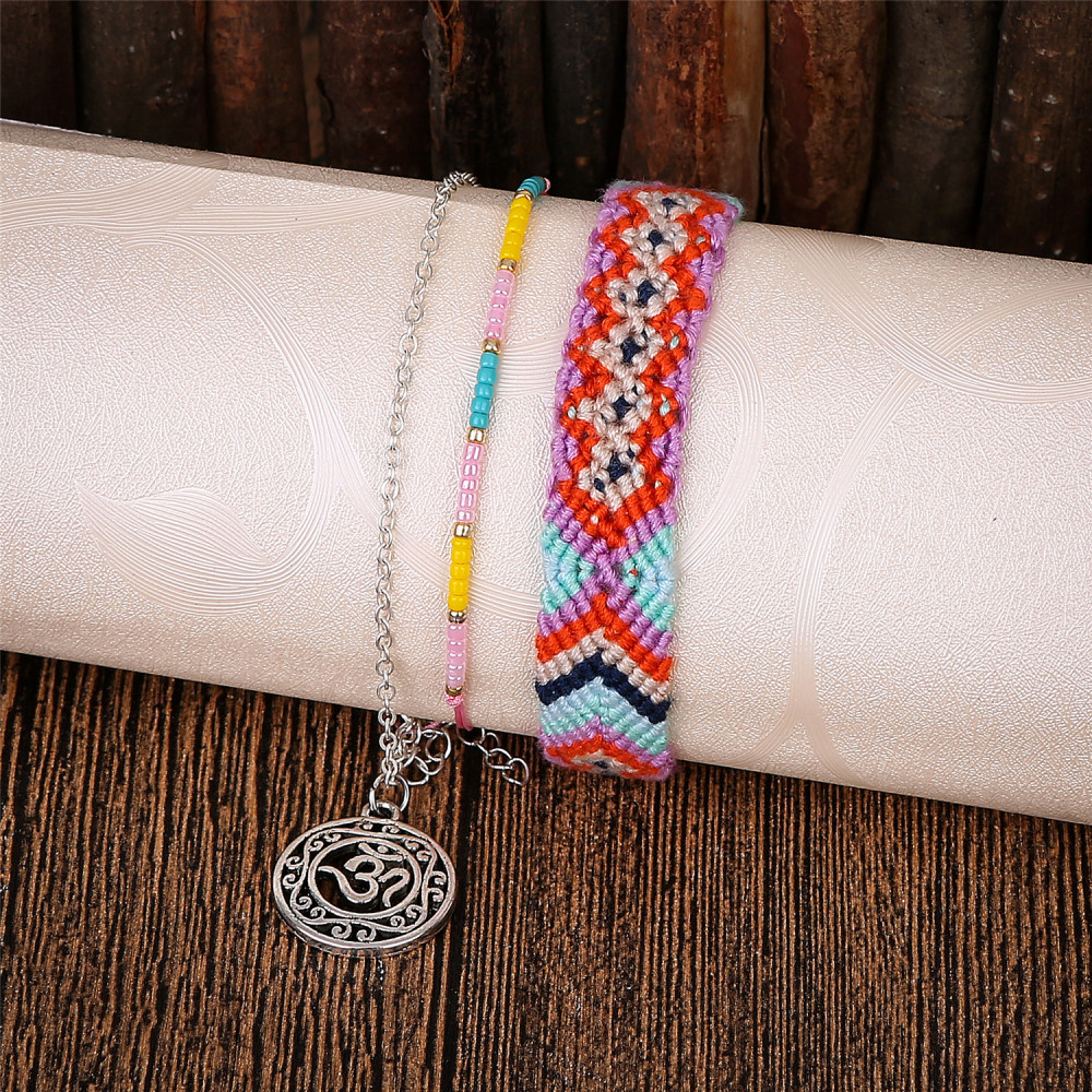 3pcs/set Multilayer Leather Adjustable Bracelet Woman Girl Beauty Charm Bracelet