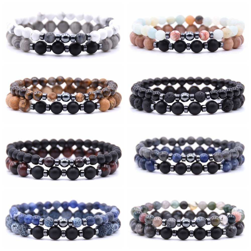 2PCS/Lot 6MM Spectrolite Bracelet And 8MM Soda lite Bracelet Man Fashion Women Fashion Gift For Women Fashion Bracelets