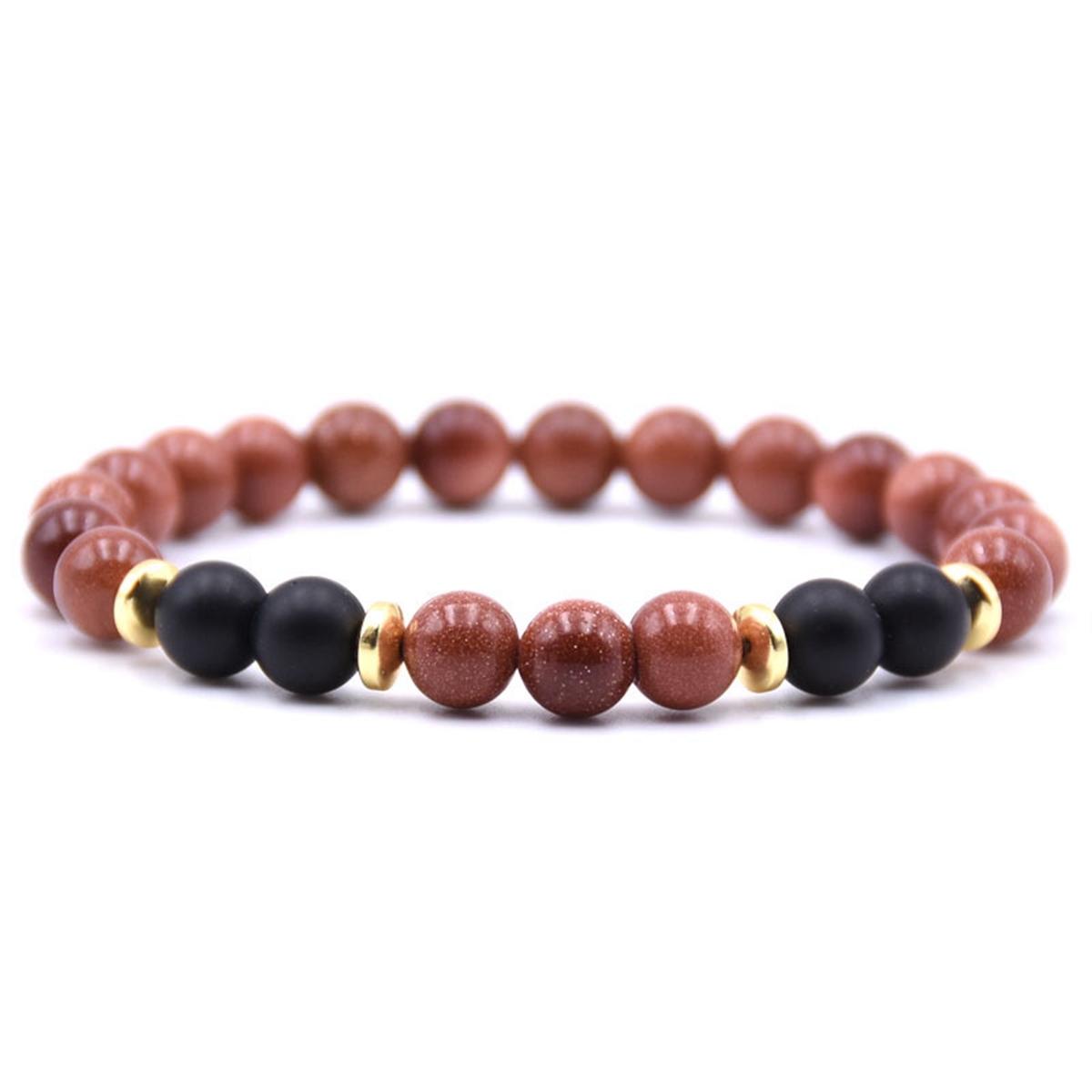Spectrolite 8MM Charms Stone Bracelet With 4pcs Matte Black Stone Man Fashion Women Fashion Gift For Women Fashion Bracelets
