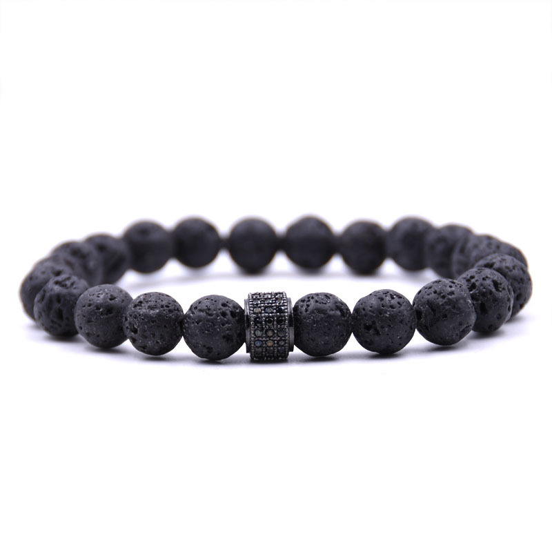 Men's Jewelry Natural Onyx Beads Charm Men Pave Setting CZ Hexagon Bracelets
