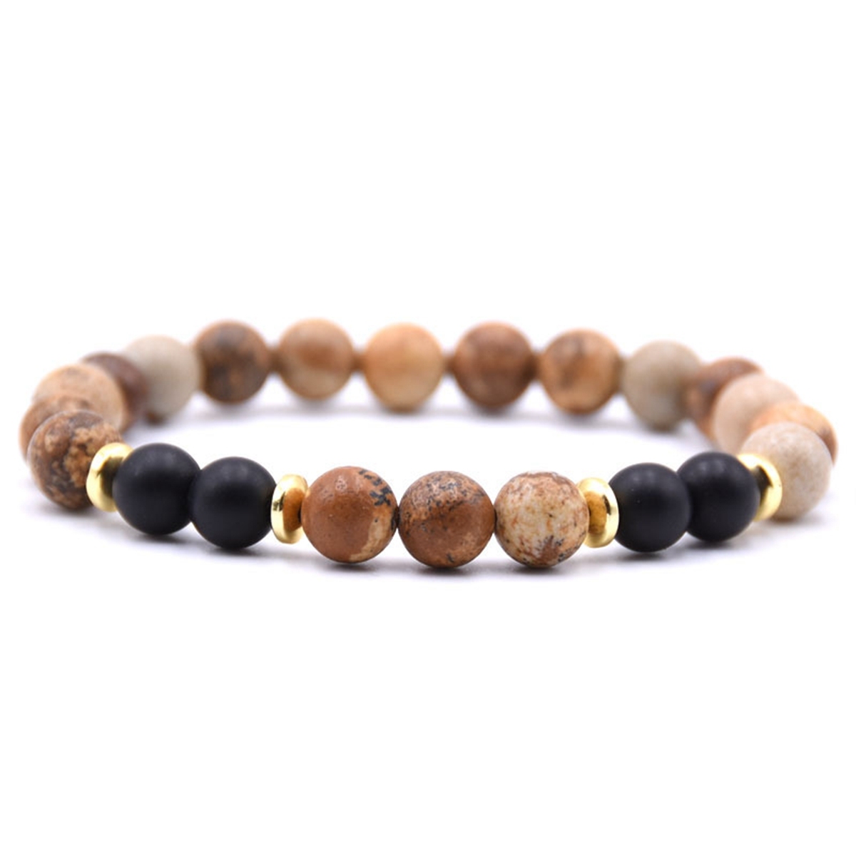 Spectrolite 8MM Charms Stone Bracelet With 4pcs Matte Black Stone Man Fashion Women Fashion Gift For Women Fashion Bracelets