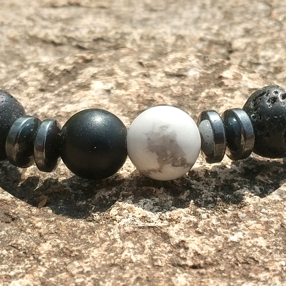 8MM Natural Lava Stone Bracelet RegaLite Stone Matte Onyx Double Beads Jewelry