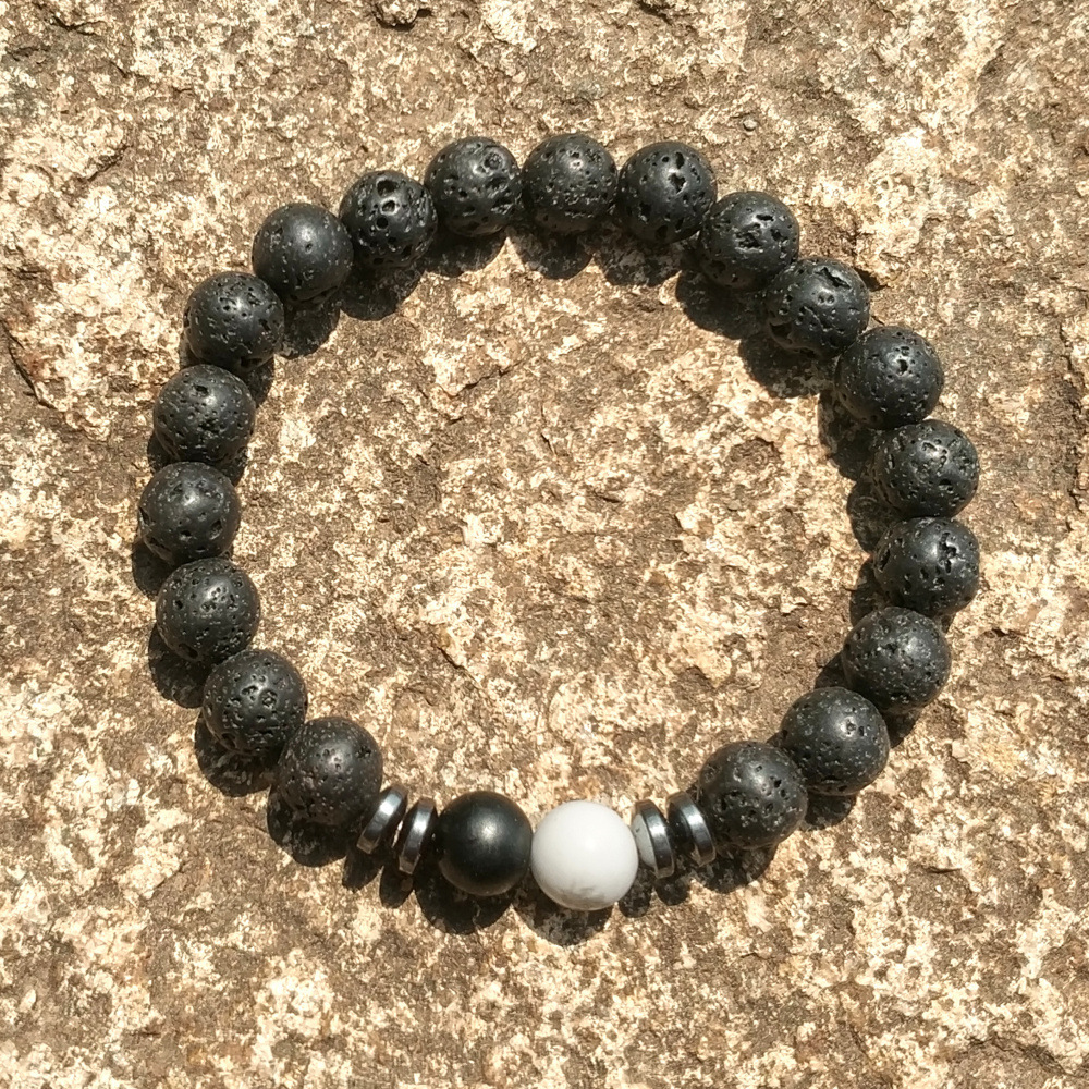 8MM Natural Lava Stone Bracelet RegaLite Stone Matte Onyx Double Beads Jewelry
