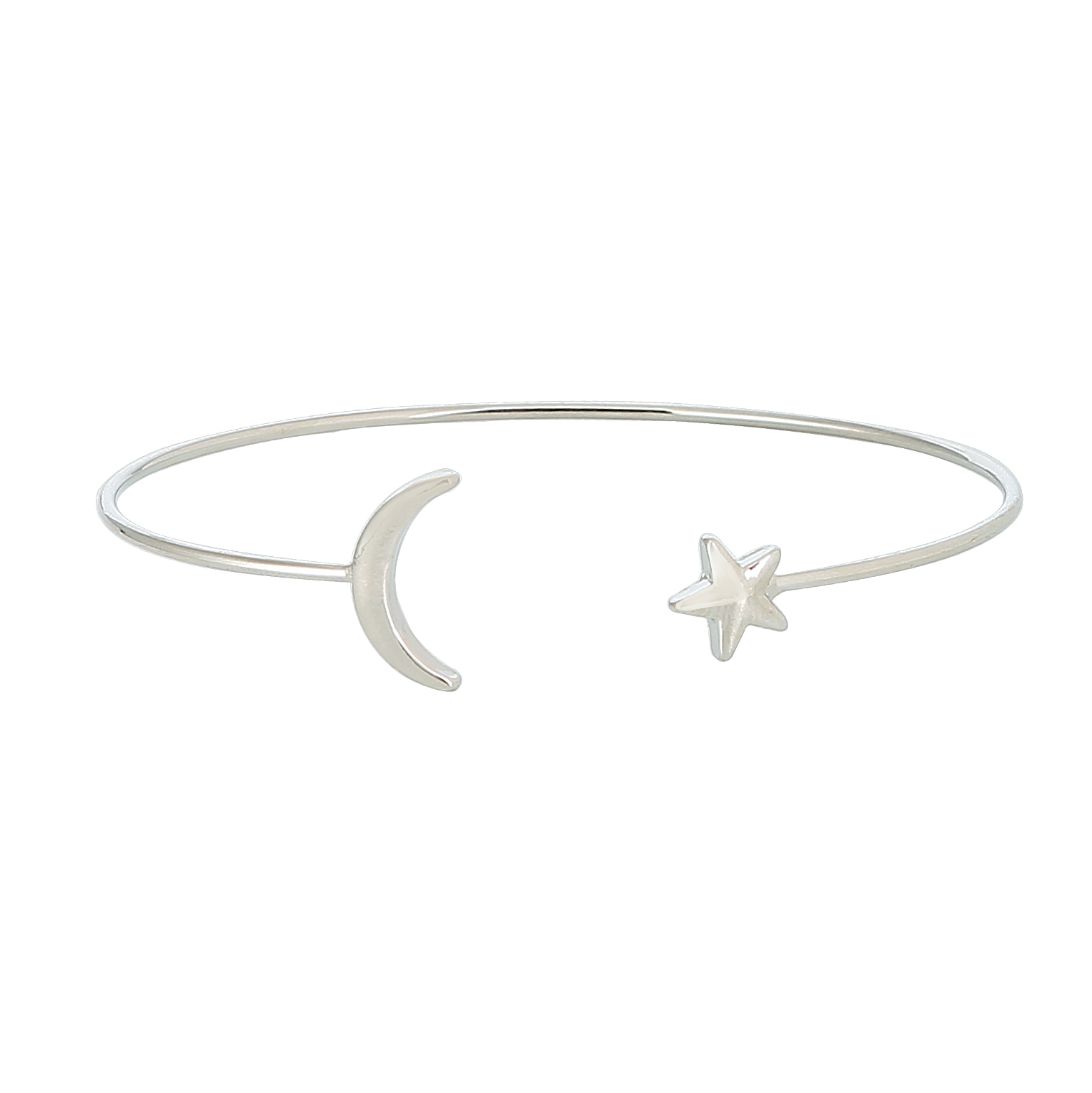 Women's Gold Silver Plated Star Moon Bangle Copper Round Open Cuff Bracelets