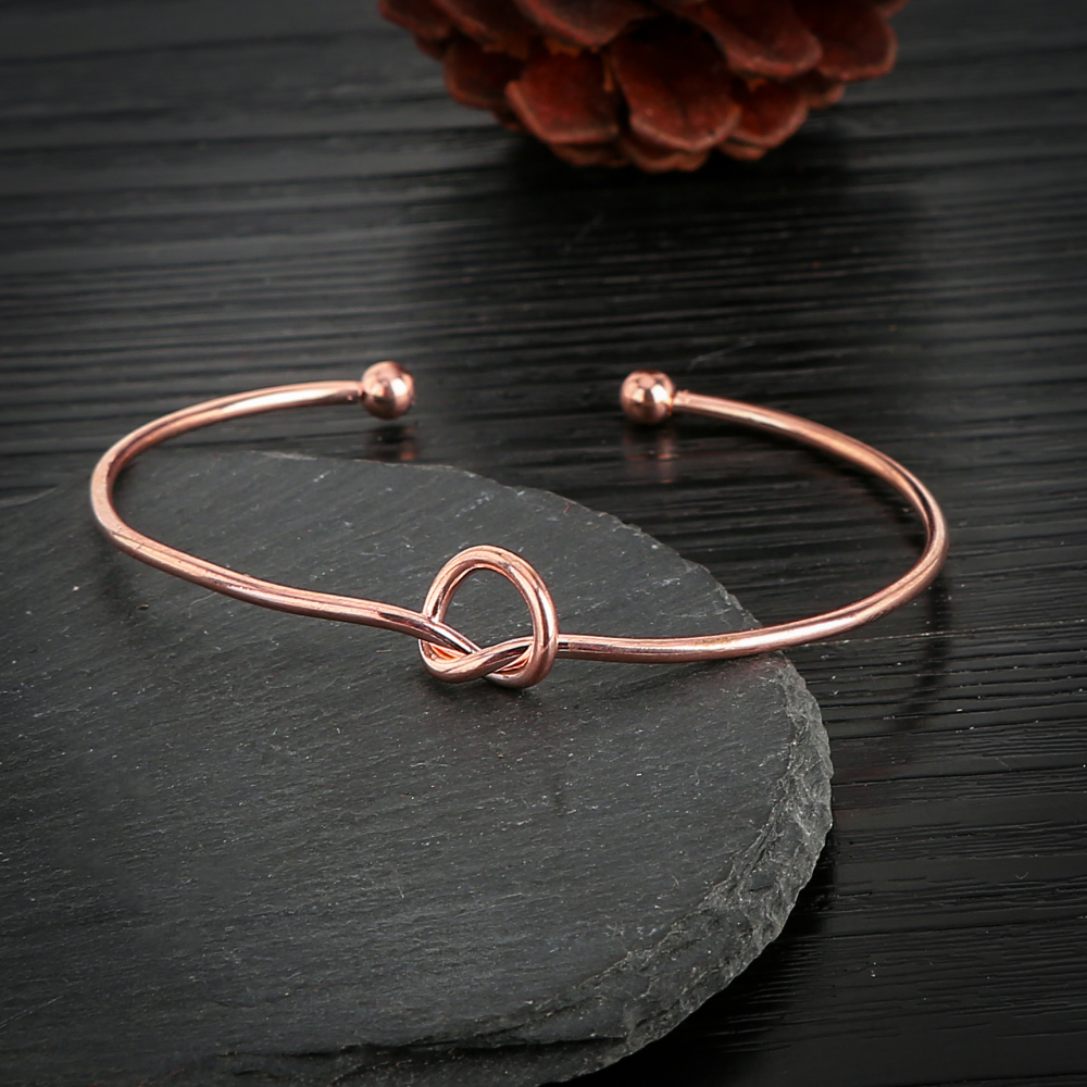 Women's Fashion 925 Silver Adjustable Bangle Simple Love Knot Cuff Bracelet