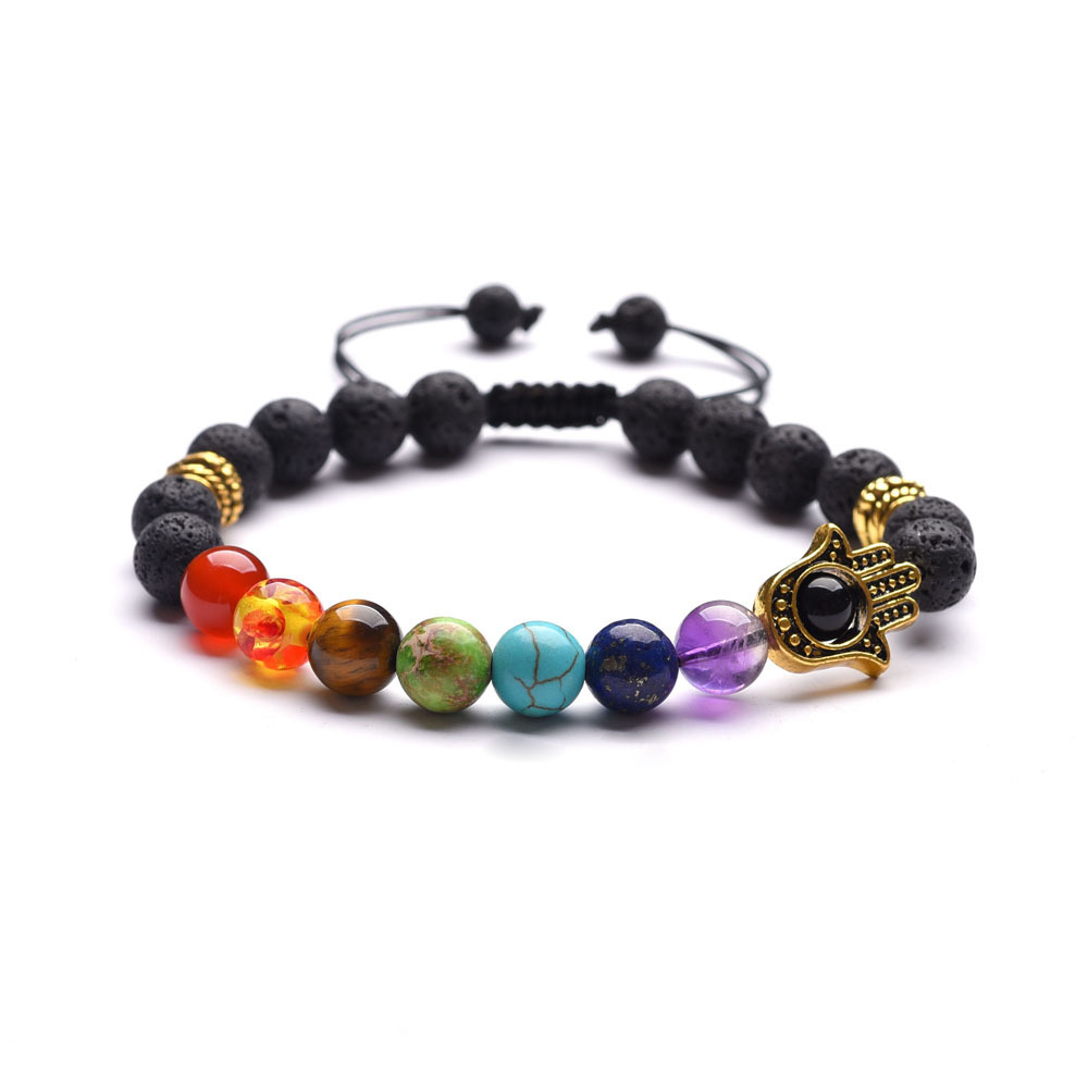 7 Chakra Reiki Hamsa Hand Fatima Evil Eye Energy Yoga Man Women Lucky Bracelets