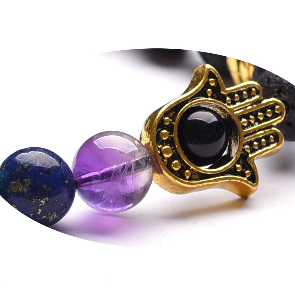 7 Chakra Reiki Hamsa Hand Fatima Evil Eye Energy Yoga Man Women Lucky Bracelets
