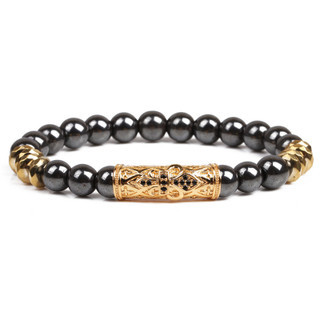 Fashion Black Magnetite Gold Micro inlay zircon Beads Bracelet Woman Man Jewelry