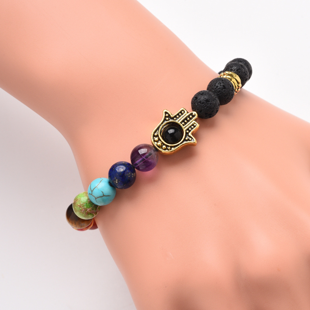 7 Chakra Reiki Hamsa Hand Fatima Evil Eye Energy Yoga Man Women Lucky Bracelets