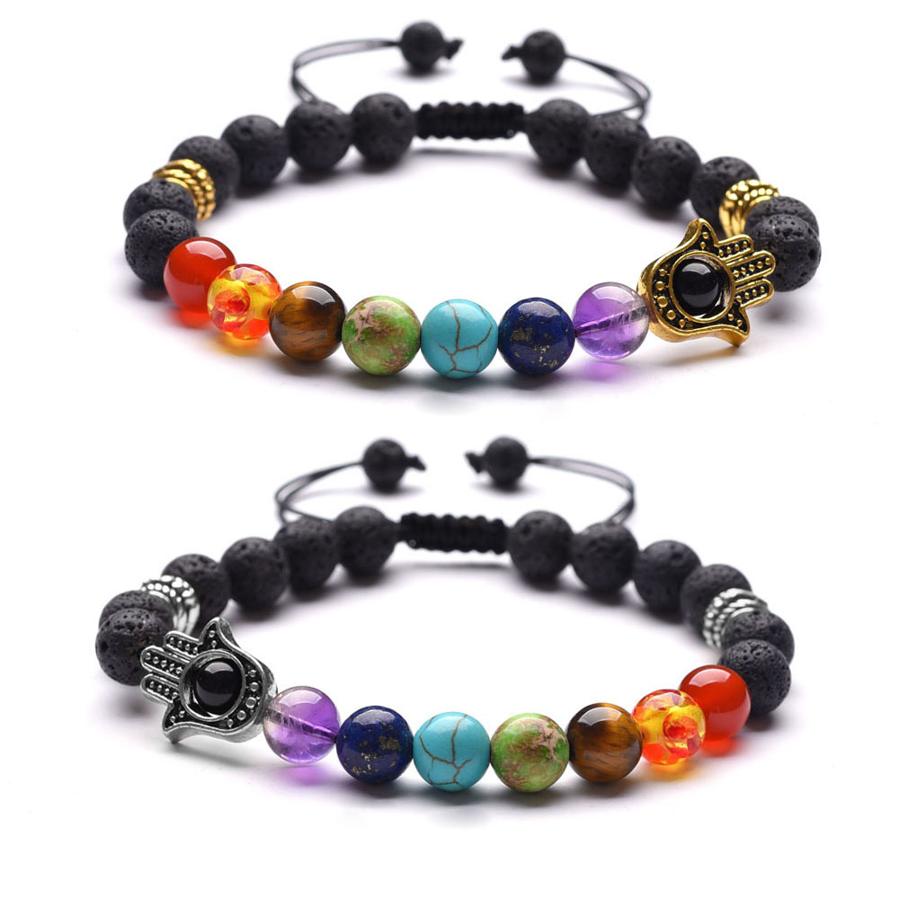 7 Chakra Reiki Hamsa Hand Fatima Evil Eye Energy Yoga Man Women Lucky Bracelets