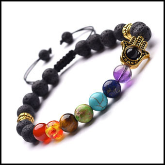 7 Chakra Reiki Hamsa Hand Fatima Evil Eye Energy Yoga Man Women Lucky Bracelets