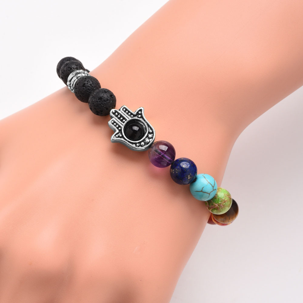 7 Chakra Reiki Hamsa Hand Fatima Evil Eye Energy Yoga Man Women Lucky Bracelets