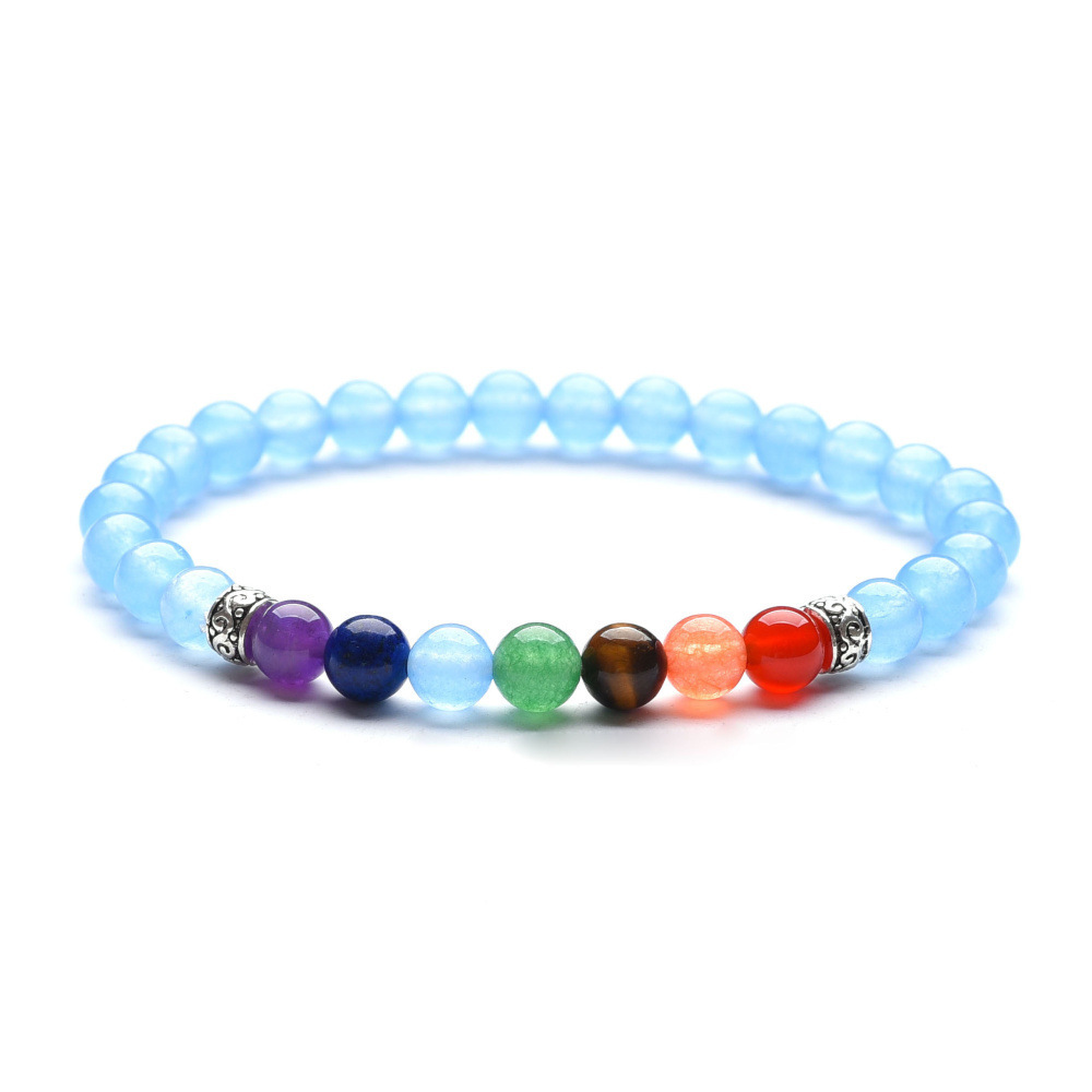 Woman 7 Chakra Healing Beaded Bracelet Natural Lava Stone Diffuser Charm Jewelry